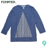 FLYOVER「Triangle Font」8分袖 LSS-Tee/NAVY
